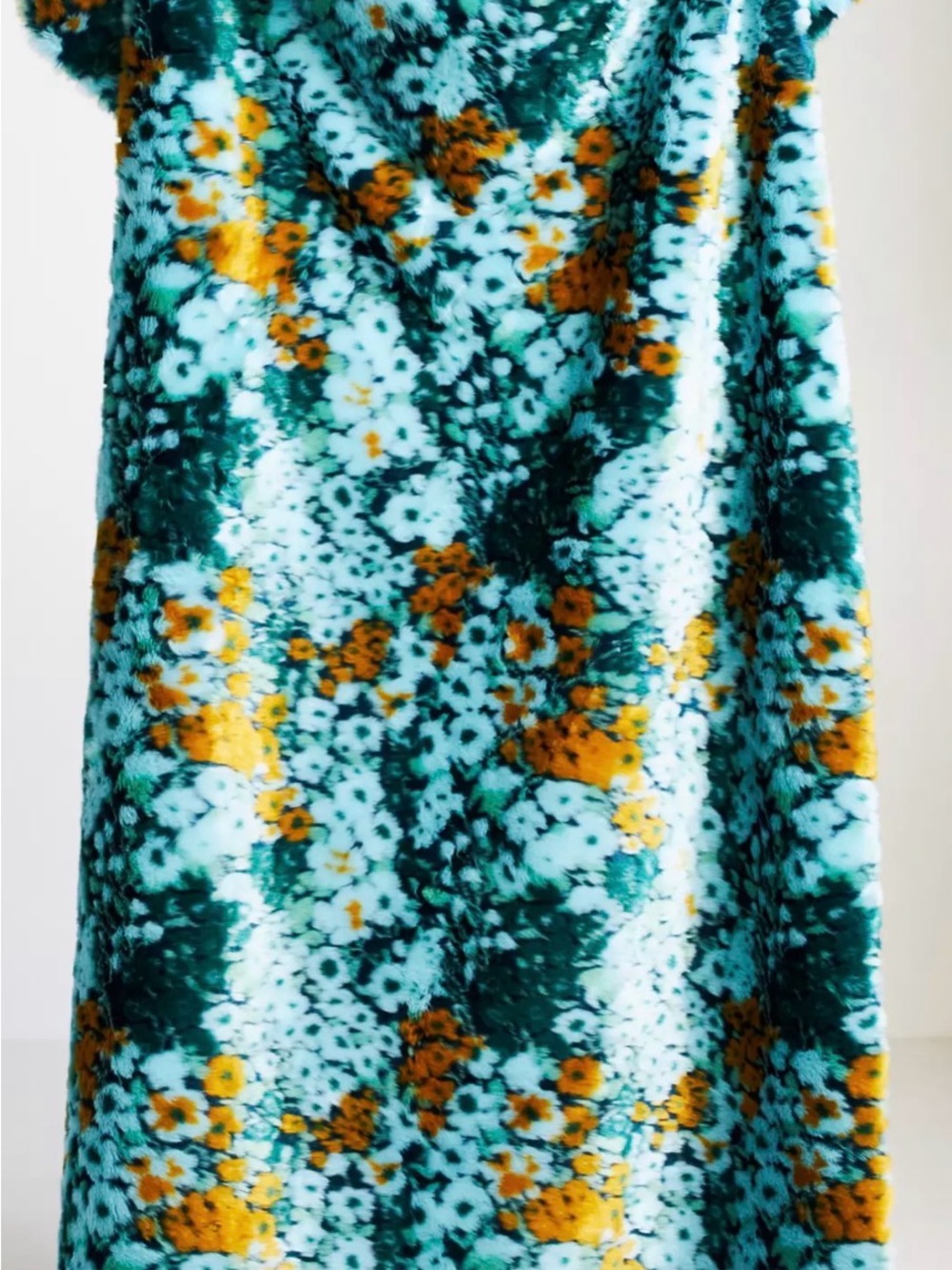 Floral Faux Fur Throw Blanket